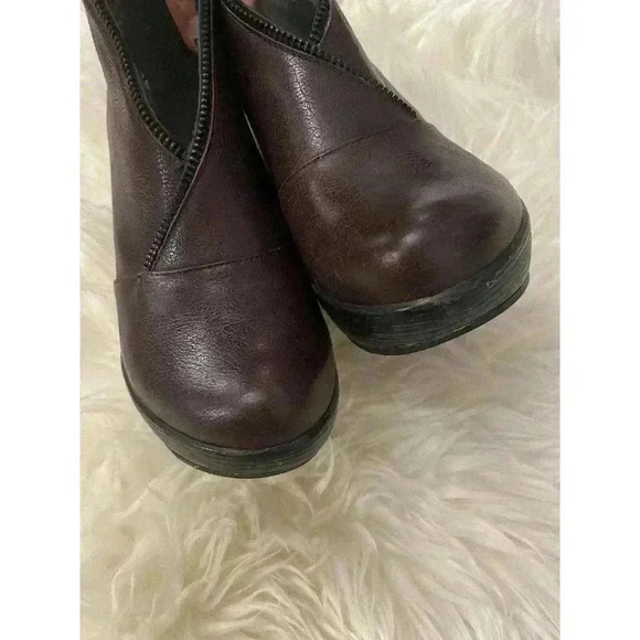 Women's Jambu Indigo Sport Wedge Ankle Boot Bootie Burgundy Brown Sz 6 Zipper - Picture 4 of 6